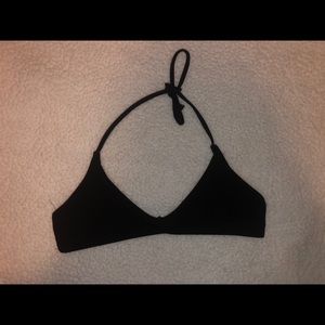 Black ribbed bikini halter top